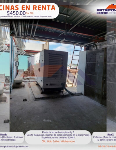 oficinas en renta con planta generador de luz
