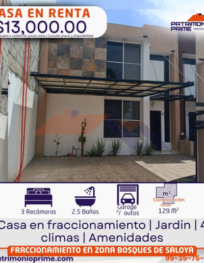 casa en renta en villahermosa bosques de saloya
