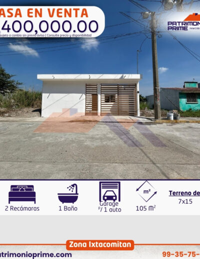 casa en venta en ixtacomitan villahermosa 2 recamaras