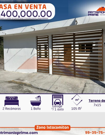 casa en venta en ixtacomitan villahermosa con cochera y rejas