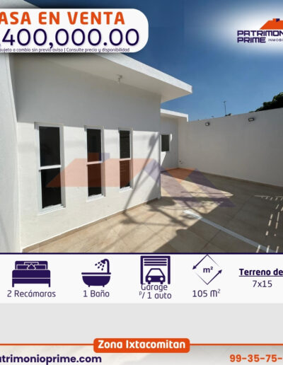 casa en venta en ixtacomitan villahermosa con pequeño patio